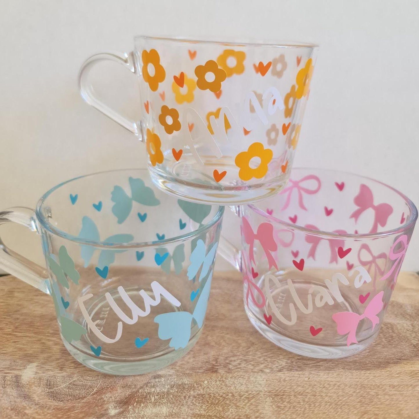 Personalised Butterfly Glass Mug, Custom Name Coffee Cup, Aesthetic Clear Mug, Cute Gift for Her