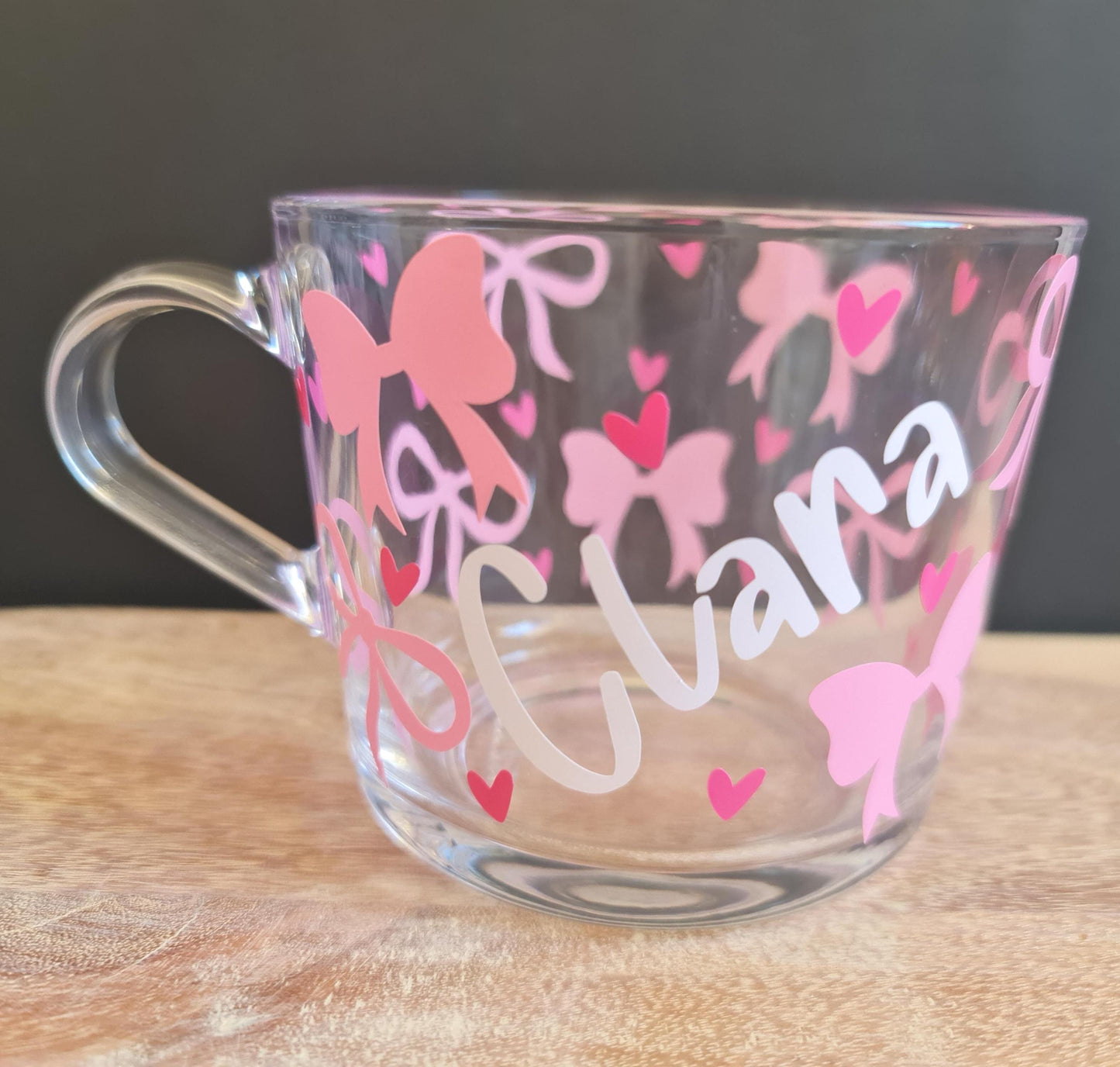 Personalised Glass Mug | Custom Name Glass Coffee Cup | Birthday Gift, Bridal Gift, Teacher Gift, Bridesmaid Proposal