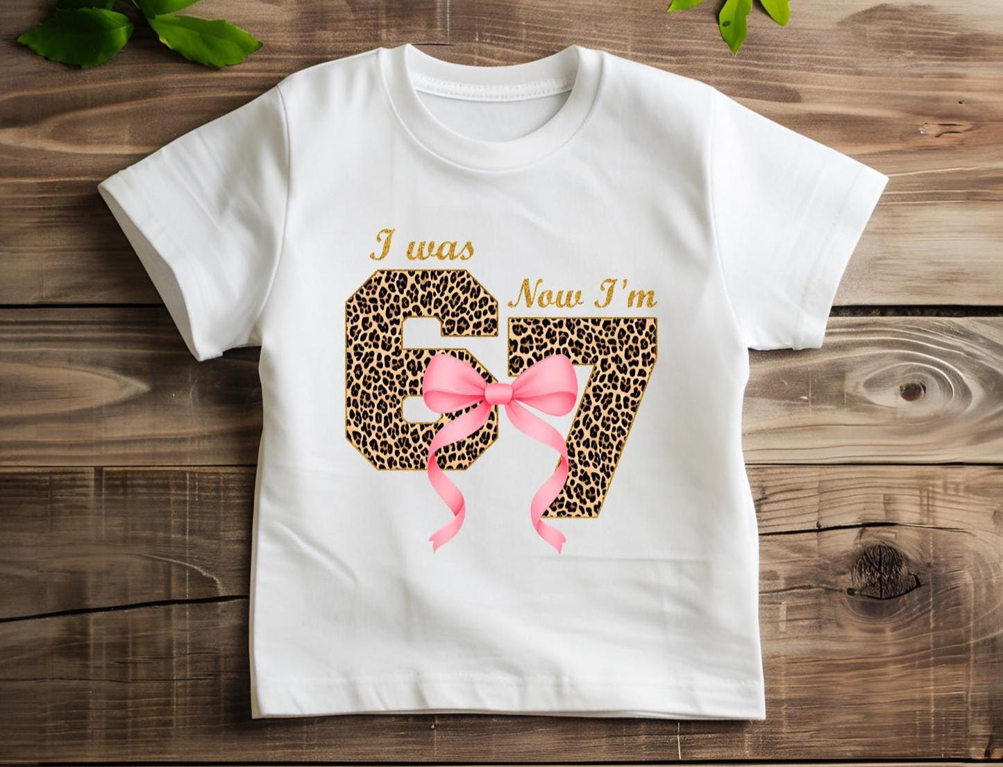 Officially 7 Birthday Shirt  Leopard Print Bow Milestone T-Shirt