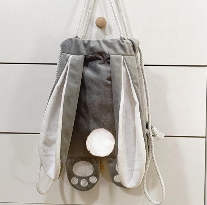 Personalised Easter Bunny Backpack, Custom Name Velvet Bunny Bag, Kids Easter Hunt Gift