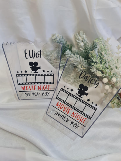 Personalised Movie Night Snack Box | Custom Popcorn Box | Sleepover Party Favour Box | Kids Birthday Party Popcorn Box | Family Movie Night