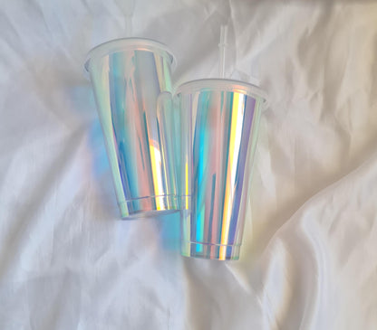 Personalised Bridesmaid Holographic Tumbler  Custom Name Cold Cup  Bridal Party Gift  Bachelorette Drinkware