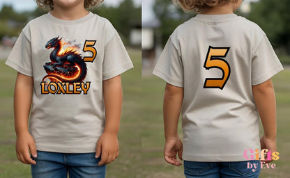 Personalised Dragon Birthday Shirt | Custom Name Age Dragon Party Outfit