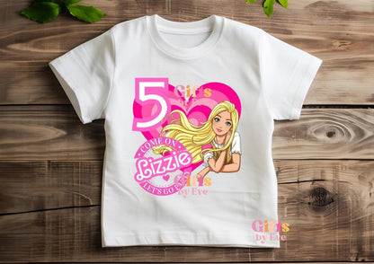 Personalised Barbie Birthday Shirt | Custom Name Age Barbie Party Tee