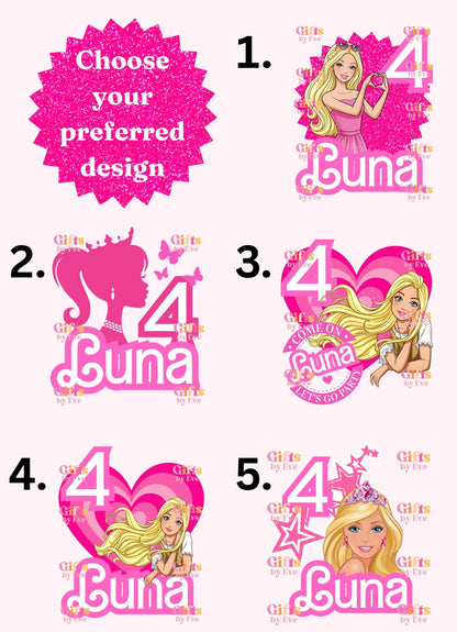 Personalised Barbie Birthday Shirt | Custom Name Age Barbie Party Tee