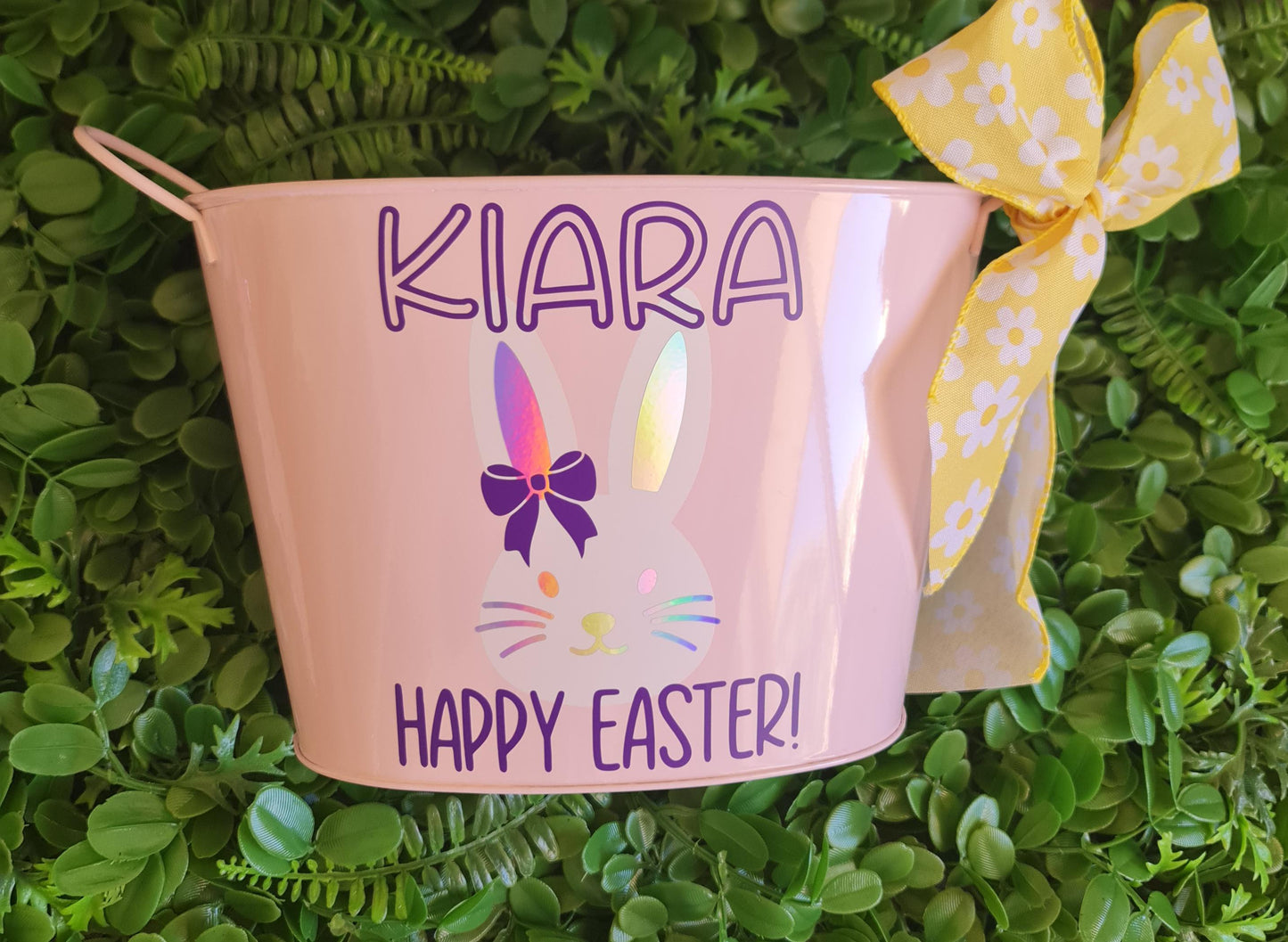 Personalised Easter Metal Bucket  Custom Name Easter Basket for Kids