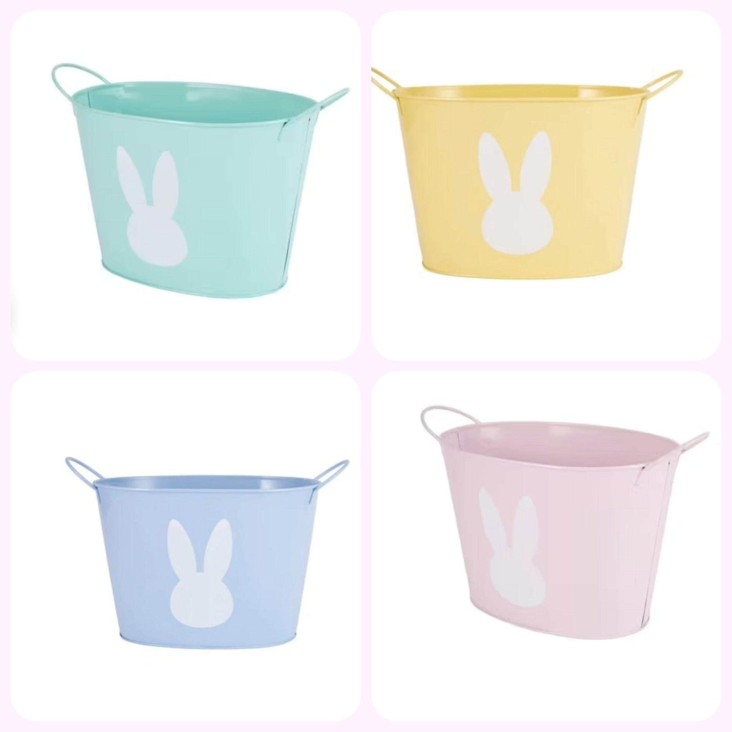 Personalised Easter Metal Bucket  Custom Name Easter Basket for Kids