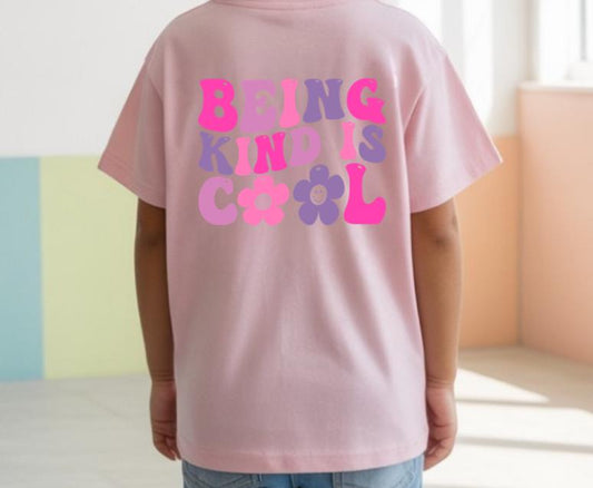 Being Kind Is Cool T-Shirt  Trendy Kids Graphic Tee  Aesthetic Positive Vibes Shirt