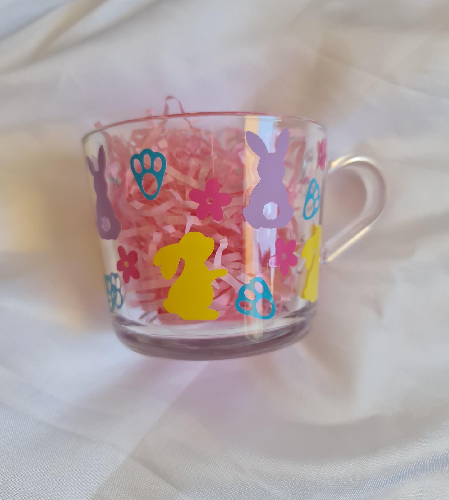 Personalised Easter Glass Mug  Custom Name Bunny Coffee Cup  Easter Gift for Mum or Teacher