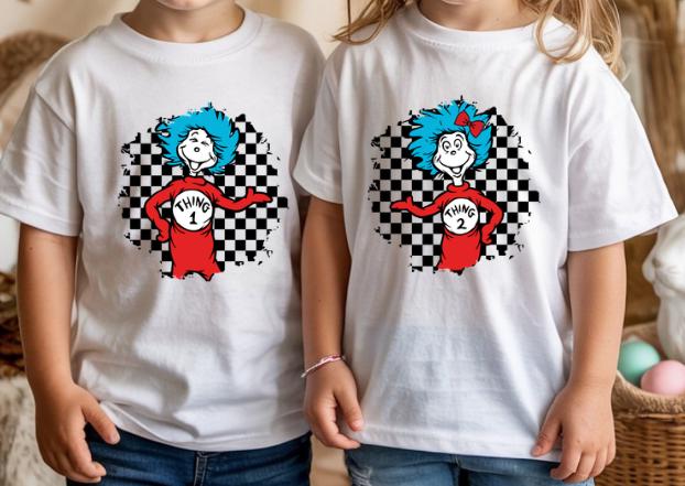 Thing 1 Thing 2 Inspired T-Shirt  Book Week Kids Shirt  Matching Sibling Costume Tee