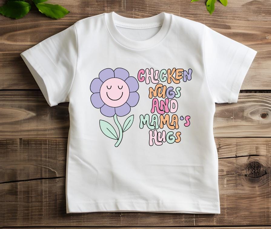 Chicken Nugs & Mama Hugs Toddler T-Shirt  Cute Funny Kids Graphic Tee  Trendy Girls Shirt