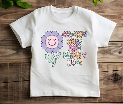 Chicken Nugs & Mama Hugs Toddler T-Shirt  Cute Funny Kids Graphic Tee  Trendy Girls Shirt