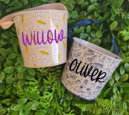 Personalised Easter Metal Bucket | Custom Name Pail for Egg Hunts
