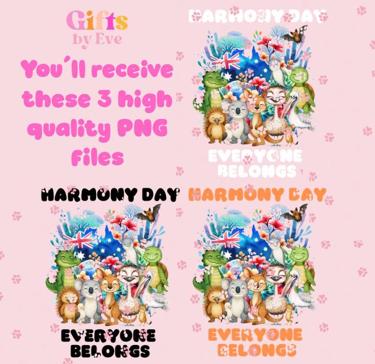 Harmony Day PNG  Australian Animal Design  Everyone Belongs  Cultural Diversity Digital Download Only