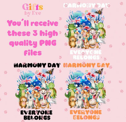 Harmony Day PNG  Australian Animal Design  Everyone Belongs  Cultural Diversity Digital Download Only