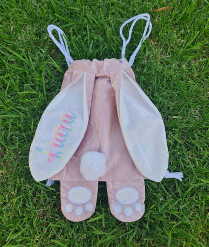 Personalised Easter Bunny Backpack, Custom Name Velvet Bunny Bag, Kids Easter Hunt Gift
