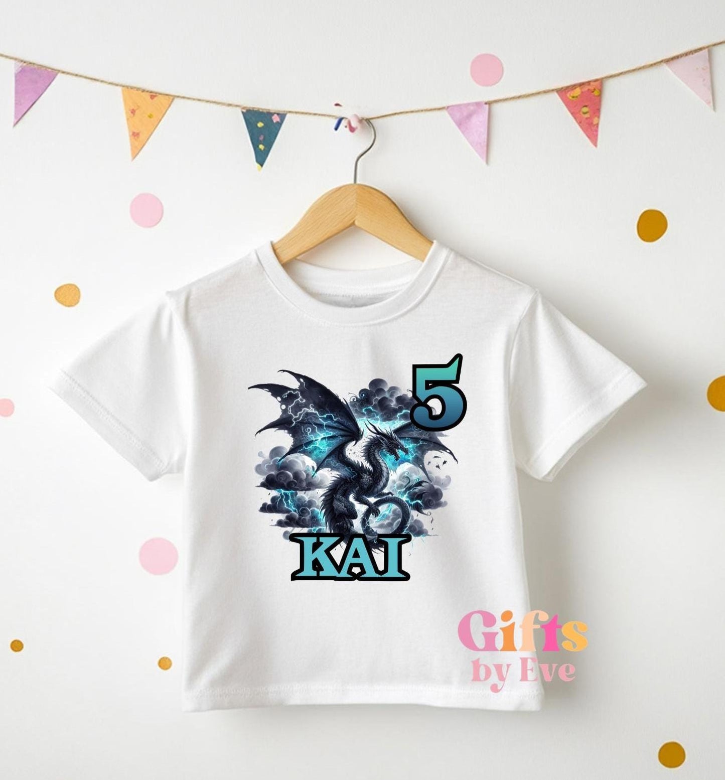 Personalised Dragon Birthday Shirt | Custom Name Age Dragon Party Outfit