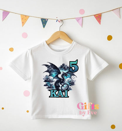 Personalised Dragon Birthday Shirt | Custom Name Age Dragon Party Outfit