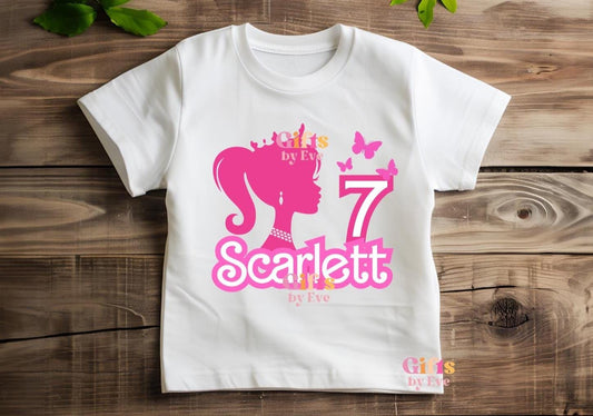 Barbie Inspired Birthday PNG | Personalised Name Age Barbie Party Shirt (Digital Download)