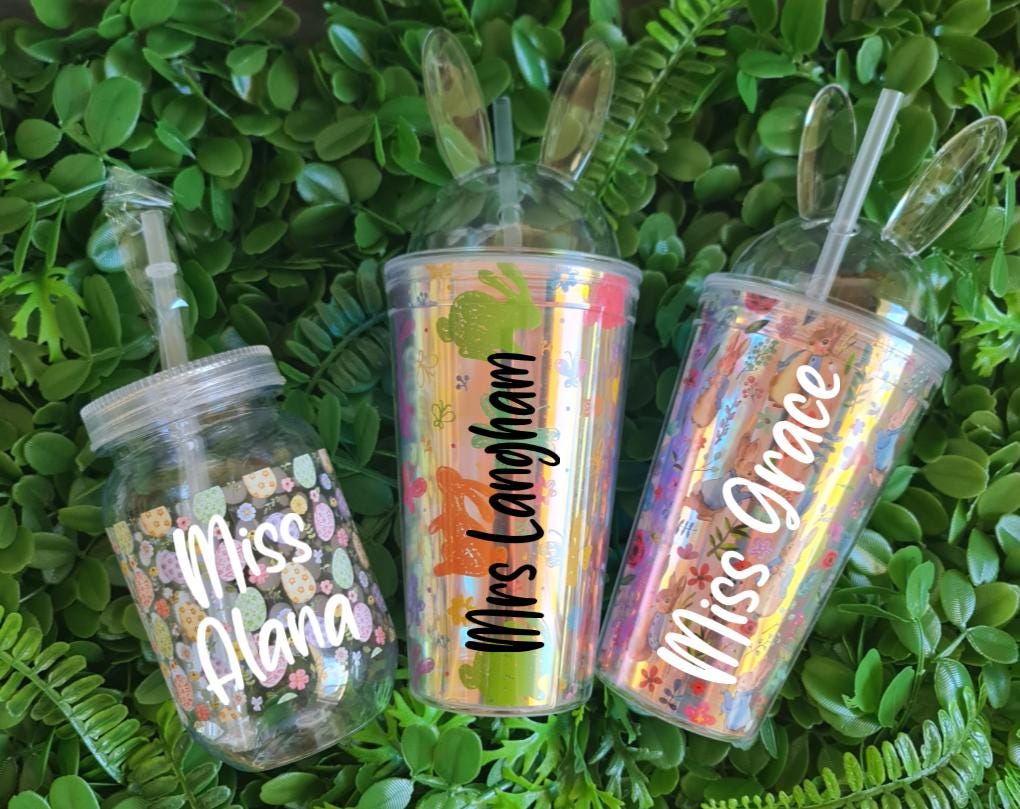 Personalised Easter Acrylic Tumbler | Bunny Cup, Teacher Gift