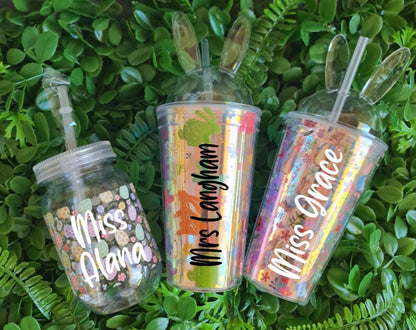 Personalised Easter Acrylic Tumbler | Bunny Cup, Teacher Gift