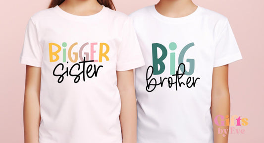 Big Brother Sister T-Shirt | Sibling Matching Announcement Tee