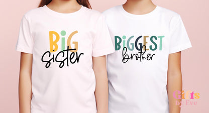 Big Brother Sister T-Shirt | Sibling Matching Announcement Tee