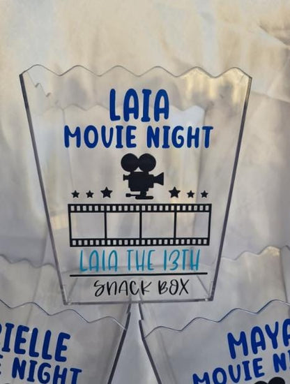 Personalised Movie Night Snack Box | Kids Party Favours | Custom Name Popcorn Box | Birthday Party Treat Box | Movie Night Party Gift