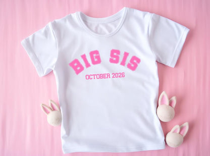 Personalised Big Sister Due Date Shirt | Baby Announcement Tee  | Pregnancy Reveal