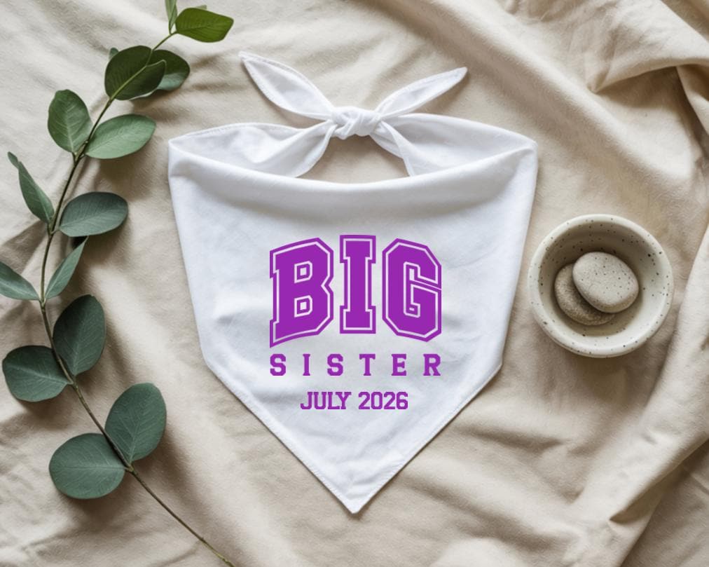 Baby Announcement Dog Bandana | Personalised Dog Bandana | Big Sister Pregnancy Reveal  | Custom Pet Outfit