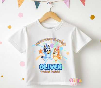 Personalised Kids Birthday Tee | Heeler Dog Inspired Outfit | Custom Name Birthday Shirt | Kids Party Outfit