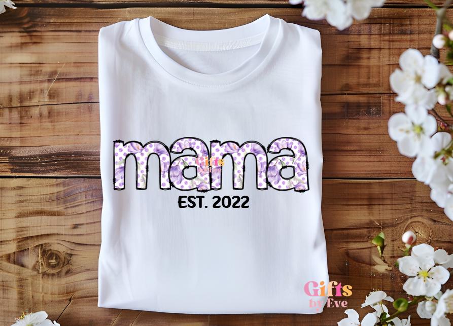 Floral Mama PNG | Personalised Mama Est Year | Custom Name Digital Download | Digital Download | Mothers Day Gift PNG | DIY Print