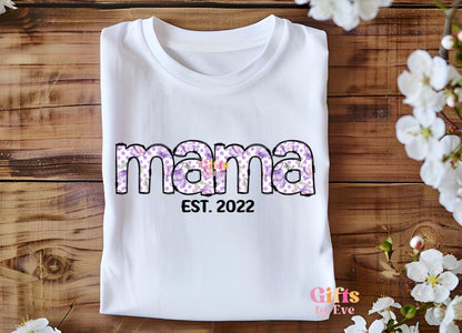 Floral Mama PNG | Personalised Mama Est Year | Custom Name Digital Download | Digital Download | Mothers Day Gift PNG | DIY Print