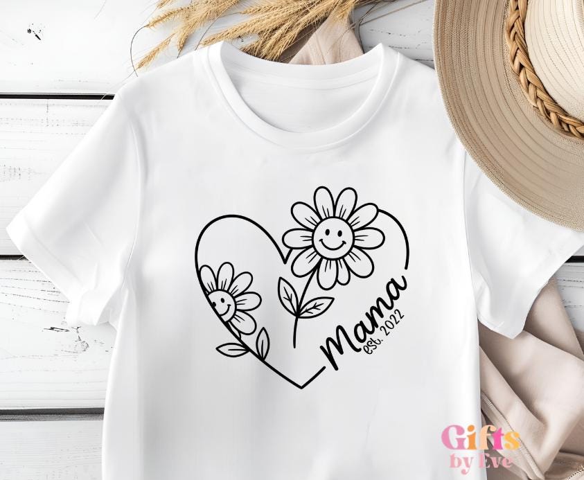 Mama Est Year Shirt | Personalised Mama T-Shirt | Custom Est. Date Mum Shirt | Floral Mama Tee | Mothers Day Gift | New Mum Shirt