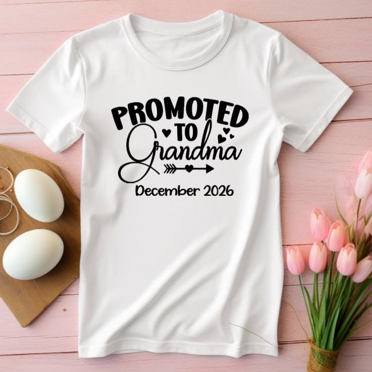 Promoted to Grandma Shirt | Grandma Announcement T-Shirt | Pregnancy Reveal Gift | New Grandma Gift | Baby Announcement Tee