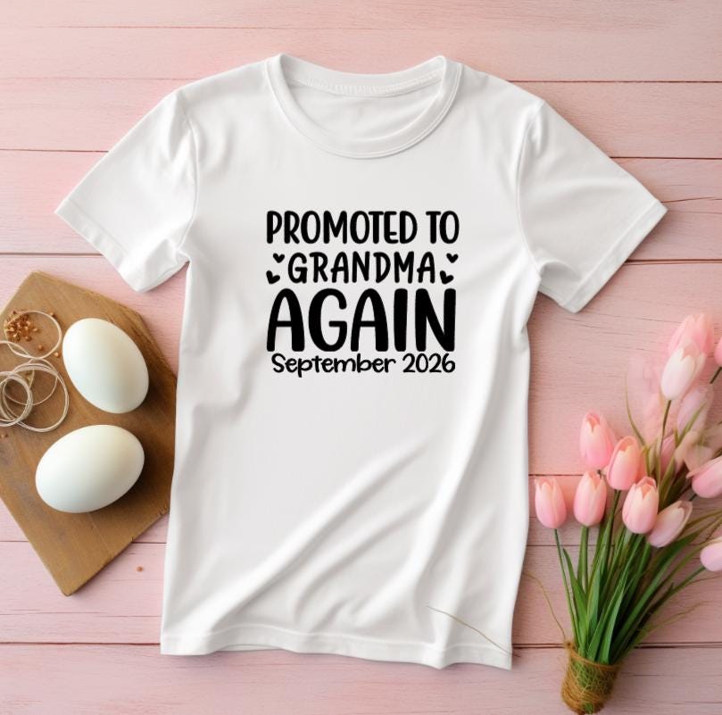 Promoted to Grandma Again Shirt | Grandma Again Announcement T-Shirt | Pregnancy Reveal Gift | New Grandbaby Shirt | Baby Announcement Tee