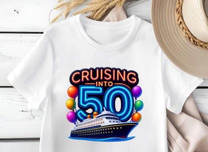 Cruising Into 50 Birthday Shirt | 50th Birthday T-Shirt | Funny 50 Shirt | Vintage 1976 Tee | Turning 50 Gift | Retro Birthday Tee