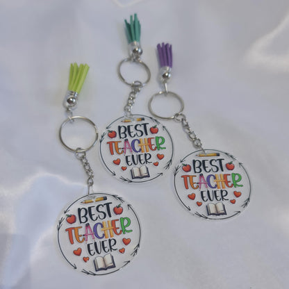 Best Teacher Ever Keychain | Acrylic Teacher Keyring | Teacher Gift | End of Year Teacher Present