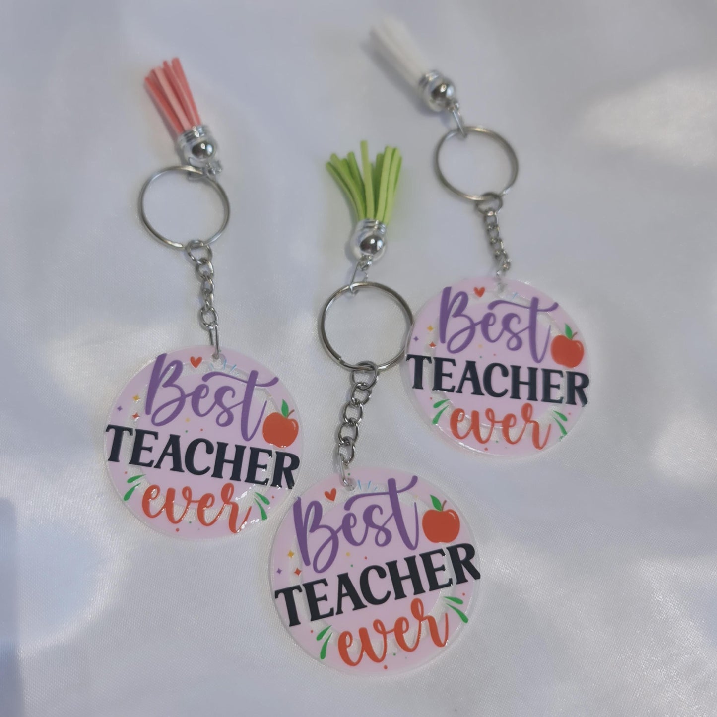 Best Teacher Ever Keychain | Acrylic Teacher Keyring | Teacher Gift | End of Year Teacher Present