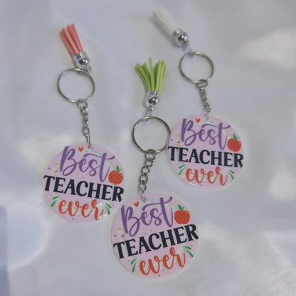 Best Teacher Ever Keychain | Acrylic Teacher Keyring | Teacher Gift | End of Year Teacher Present