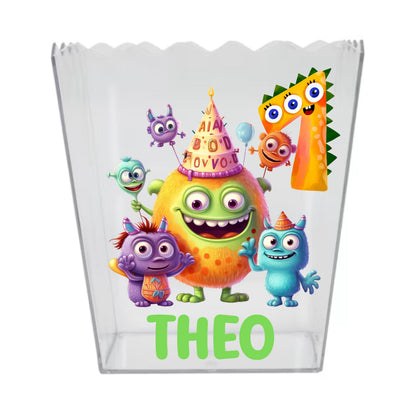 Personalised Monster Party Popcorn Box | Custom Kids Birthday Party Favour | Monster Snack Box | Kids Party Treat Bucket | Popcorn Container