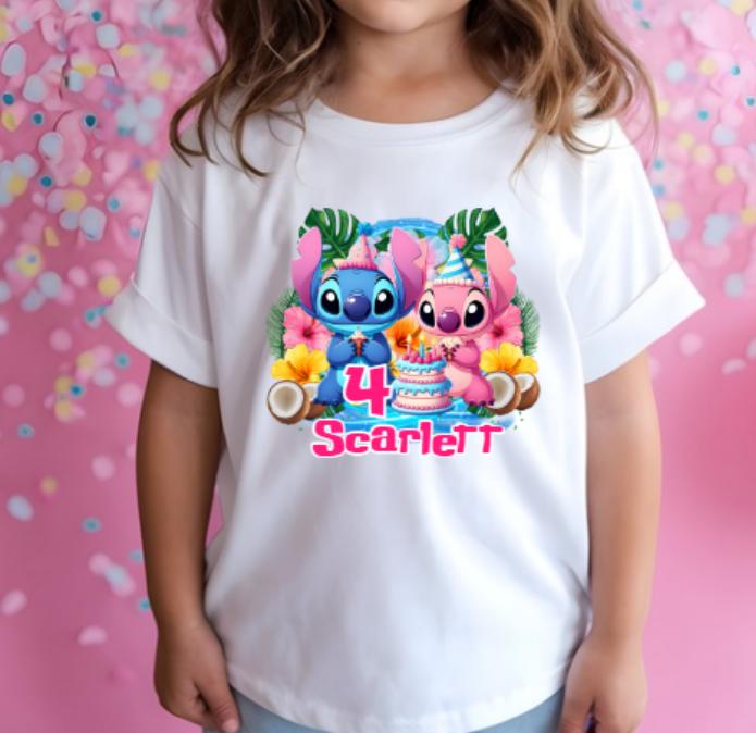 Personalised Kids Birthday Tee | Tropical Cartoon Birthday Outfit | Custom Name Birthday Shirt | Cute Character Inspired Tee