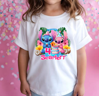 Personalised Kids Birthday Tee | Tropical Cartoon Birthday Outfit | Custom Name Birthday Shirt | Cute Character Inspired Tee
