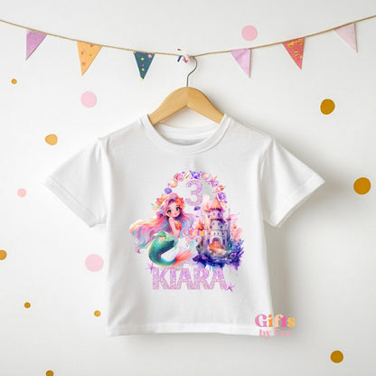 Custom Mermaid Birthday PNG | Personalised Mermaid Name & Age Design | Mermaid Birthday Shirt PNG | Digital Download | Mermaid Party T-Shirt