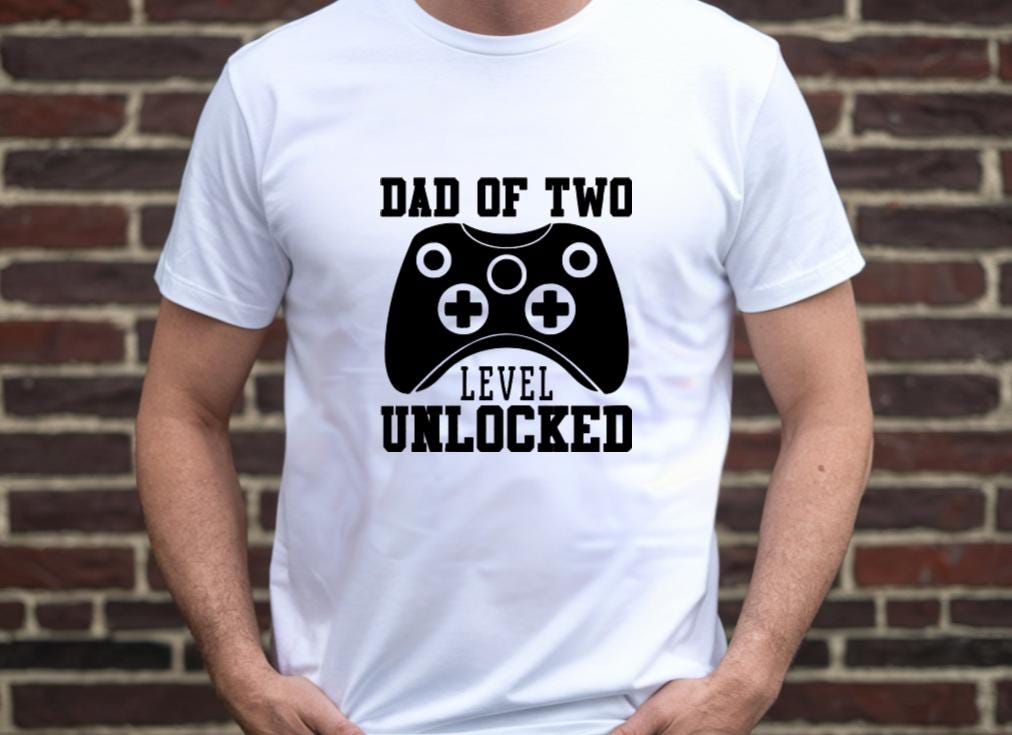 Dad Again Level Two Unlocked T-Shirt | Second Baby Announcement Shirt | Dad of Two Tee | Funny Expecting Dad Shirt | Pregnancy Reveal Gift