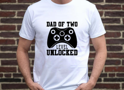 Dad Again Level Two Unlocked T-Shirt | Second Baby Announcement Shirt | Dad of Two Tee | Funny Expecting Dad Shirt | Pregnancy Reveal Gift