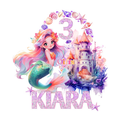 Custom Mermaid Birthday PNG | Personalised Mermaid Name & Age Design | Mermaid Birthday Shirt PNG | Digital Download | Mermaid Party T-Shirt