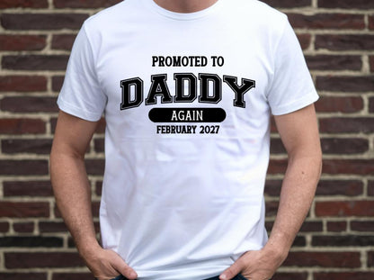Daddy Again T-Shirt | Promoted to Daddy Again Shirt | Baby Announcement Tee | Dad of Two Shirt | Pregnancy Reveal Gift For Husband