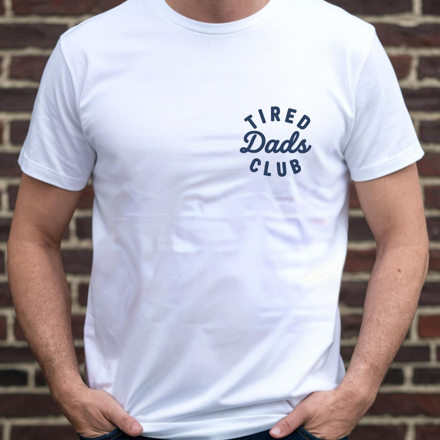 Tired Dads Club T-Shirt with Car Track Back Print | Funny Dad Shirt | Play on Daddys Back Tee | Fathers Day Gift | Dad Car Track T-Shirt