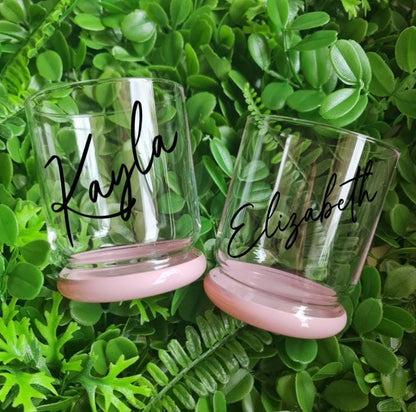 Personalised Glass Tumbler | Custom Pink Bubble Glass Cup | Personalised Drinking Glass | Cute Pink Tumbler